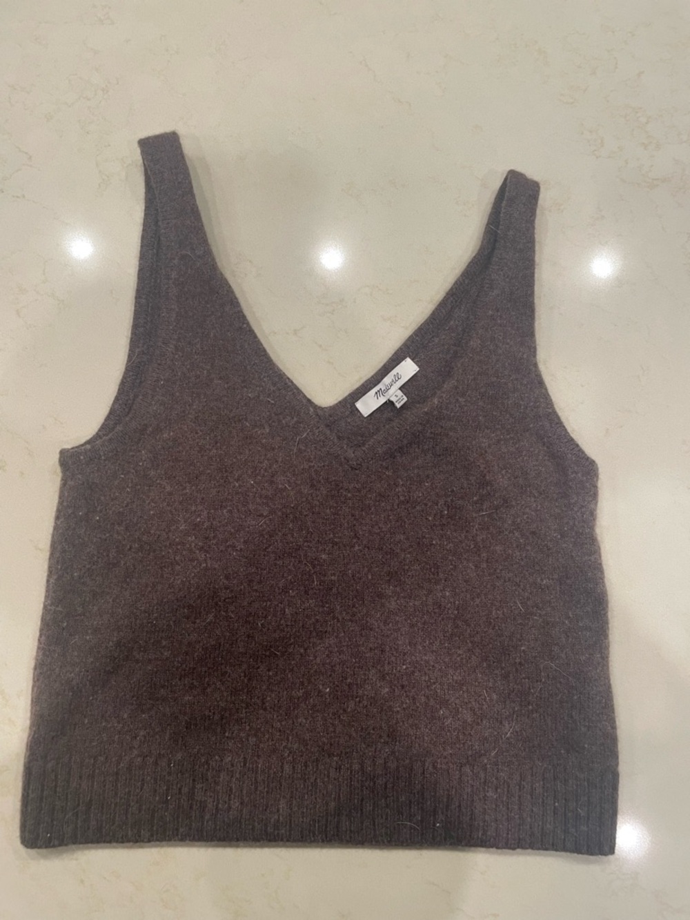 MADEWELL V Neck sweater Tank Top in Dark Brown